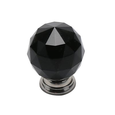 China Modern Glossy Cabinet Knob Diamond Ball Acrylic Crystal Kitchen Furniture Plastic Pull Handle for sale