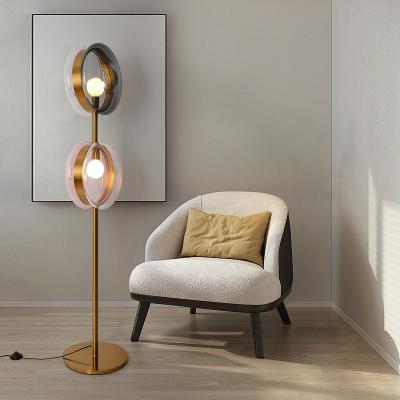 China Custom Modern Minimalist Circular Glass Shade Bedroom Guest Room Hotel Floor Lamp for sale