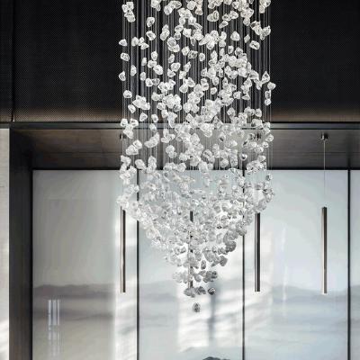 China Modern Simple Black And White Crystal Stone Style Chandelier Custom Hotel Library Gallery Art Decoration for sale