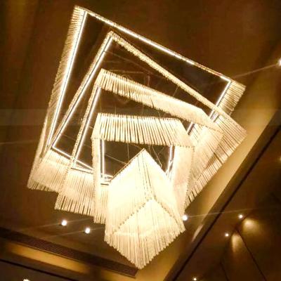 China Modern Villa Duplex Hollow Lobby Decorated With Square Multistory Crystal Chandelier Custom Made Chandelier for sale