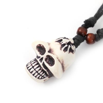 China 2022 Customized Handmade Resin Leather Wax Rope For Men Women Imitated Bull Bone DIY Skeleton Pendant Necklace for sale