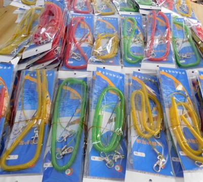 China Popular red/green/yellow colors fishing spring coiled tool tethers in big quantity stock for sale