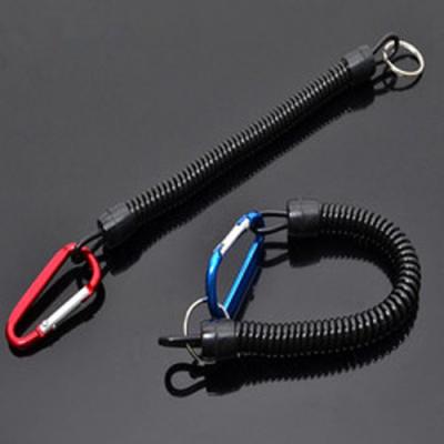 China Popular pliers holder black spiral coiled lanyard with split ring&custom color carabiner for sale