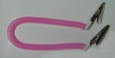 China Customized pink color spring string coil lanyard w/metal clips on two ends as dental clip for sale