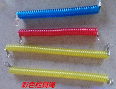 China Red/blue/yellow popular color 2.5x10mm plastic spring coil tether with eyelet terminates for sale