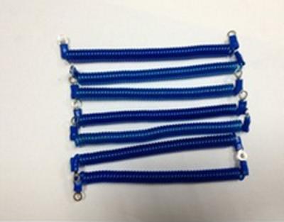 China Dark blue coiled tool lanyard leash with small metal eyelet end fittings anti-drop cords for sale