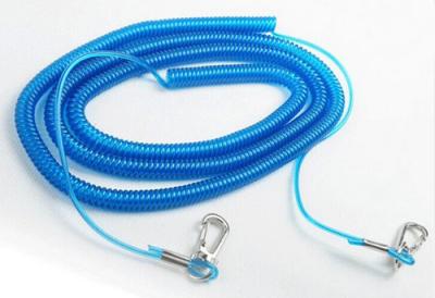 China 15metre transparent blue plastic spiral coil chain stainless steel wire inside strong coil for sale