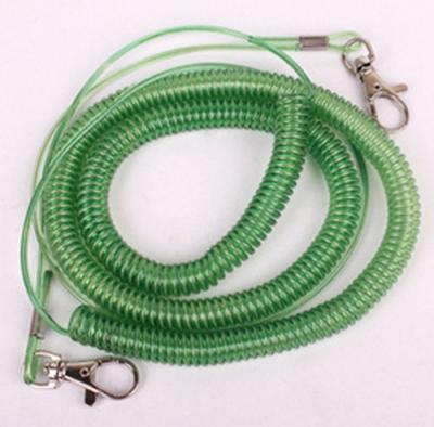 China Sea/fly fishing accessory anti-lost long silm plastic transparent green wire coiled leash for sale