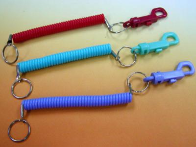 China 2.5mm Rope Diametre Key Coil with Belt Clip in Different Colors 500pcs MOQ for sale