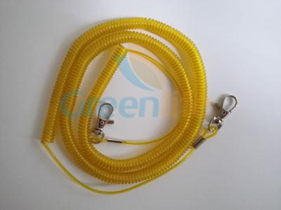 China Fishing Camping Kayak Lanyard Translucent Yellow Spring Coil Safety Strap Rope for sale