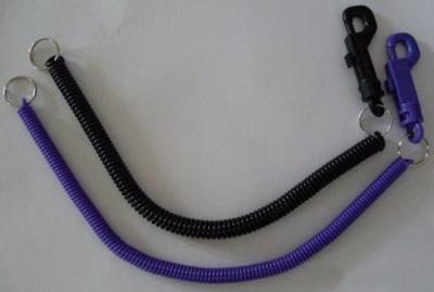 China Plastic Spiral Cansion Key Coil Chain Black Purple Long Tether Leash for sale