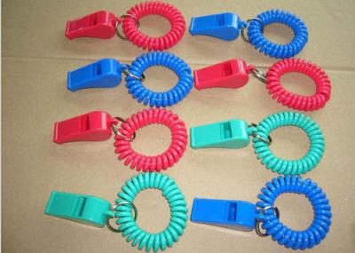 China Red/Blue Plastic Wrist Band Coil Loop with Plastic Alerting Whistles for sale