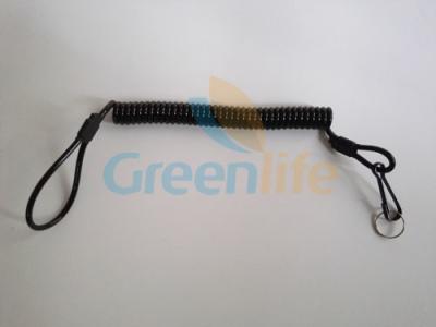 China Heavy Duty Reingforced Solid Balck PU Coated 4.0mmDia Wire 1.2mm Inside Steel Cable Lanyard Tether for sale