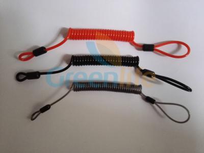 China Flexible plastic customized size coil tether w/mini loop on two ends simple tool wire lanyards for sale