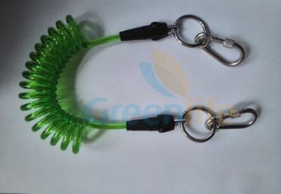 China Strong Cable Wire Transparent Green Extendable Safety Spring Tool's Leash for sale