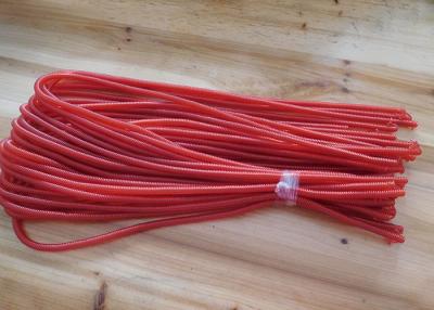 China Plastic Safety Red Spiral Lanyard Ropes Red PU Covered Stainless Steel Wire Inside for sale