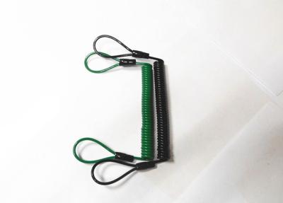 China Loop to Loop Design Custom Green/Black 120MM Coil Length Wire Coiled Cables for Tools Security for sale