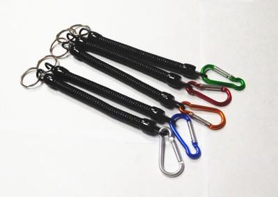 China Promtional 6.5''  Steel Coil  Fishing Plier Lanyard Cords w/Split Ring and Colorful Carabiner for sale