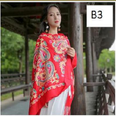 China New retro winter thick washable embroidery ladies scarf warm cashmere shawl and scarf for sale