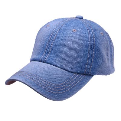 China Jean Cowboy Embroidery Jeans 6 Panel Baseball Washed Jeans Caps and for sale