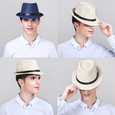 China Character Panama Man Summer Brim Straw Hat Fedora Beach Trilby Sun Hats For Male for sale