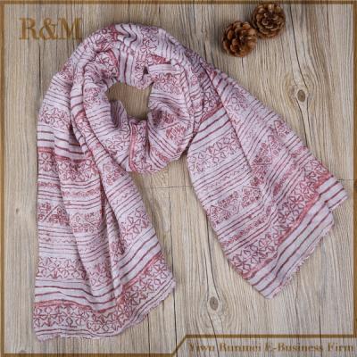 China 2017 hot sale polyester stripe printing scarf lady hijab scarf for women for sale