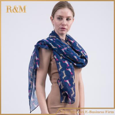 China New Design Women's Long Clothing Accessories Dachshund Dog Print Veil Scarf Scarves for sale