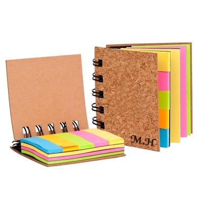 China Loose-leaf Mini Eco-Friendly Cork Spiral Book with sticky notes and flags for sale