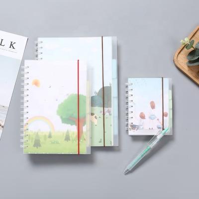 China Journals Button PP SizeLined Plastic Hard Cover Tabbed Notebook A5/A6 With 4 Subject Dividers Notepad 140 Colorful Spiral Pages Offi Small for sale