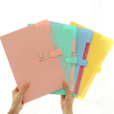 China Expanding Plastic Filling Folder pp Rainbow Color Pocket Folder Organizer Bag 5 Paper Document Holder Office File Storage Layers Logo A4 for sale