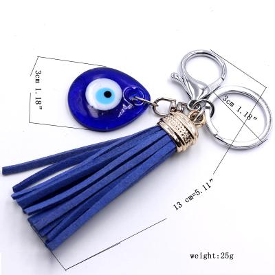 China Fashion Jewelry Blue Evil Slap Charms Eyes Key Chain Lucky Eyes Glass Key Ring Tassel Car Key Chain for sale