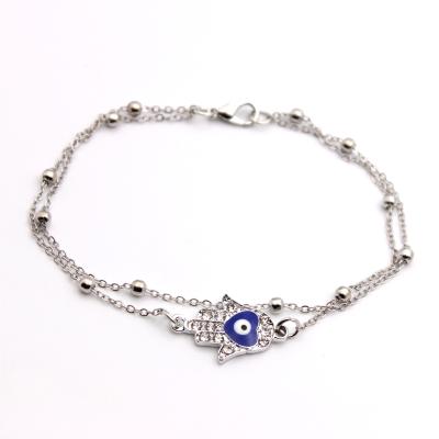 China 2021 Summer White Hamsa Bracelet Beach Evil Eye Turkish K Eye Anklet For Girls for sale