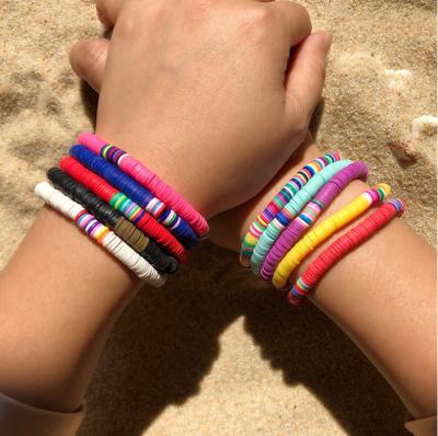 China New Fashion Bohemia 6MM Colorful Jewelry Multilayer Boho Clay Bead Bracelets Soft Bead Bracelets Summer Beach For Women for sale