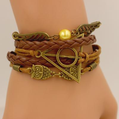 China Angel Wing Women Leather Bracelet With Antique Catalog 17cm13g Pearl Stone Wing Bead Available Restoration Ways for sale