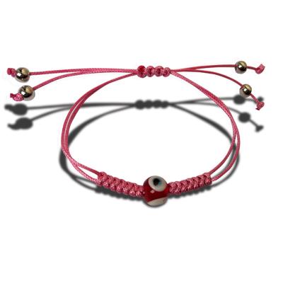 China Simple Handwoven Turkey Blue Eye Bead With Red Rope Adjustable Size Bracelet For Women And Baby for sale