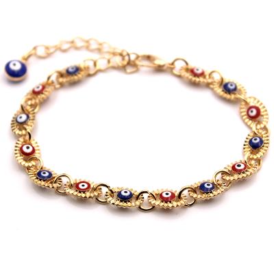 China Simple Alloy Gold Plated 18K Gold Red and Blue Eye Combo Evil Eye Bracelet for Women and Girls Evil Eye Jewelry for sale