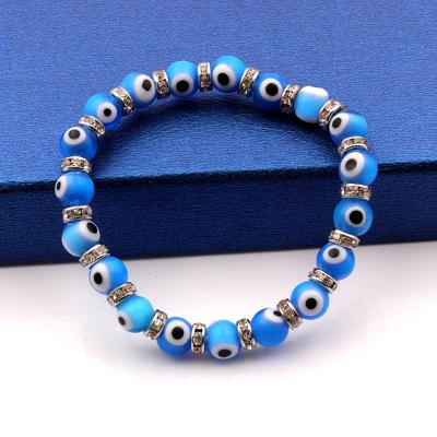 China 8MM Single Glass Eye Beads With Adjustable Length With Drill Septum For Women's Bracelet Gifts for sale