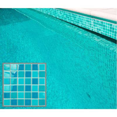 China Wholesale Wear Resistant Porcelain Ice Crack Mosaic Tile 300x300 Glazed Aqua Blue Ceramic Mosaic Pool Tiles for sale