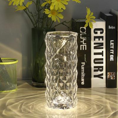 China Modern Home Office Decor Luxury Led Night Light Transparent Crystal Rechargeable Table Lamp for sale