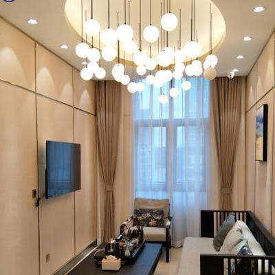 China Modern White Globe Ball Modern Luxury Hotel Living Room Drop Tassel Pendant Light Chandelier for sale