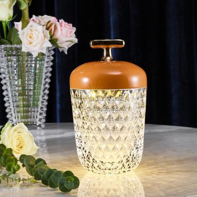 China Designer Transparent Led Touch Control Modern Luxury Crystal Rechargeable Led Table Lamp for sale