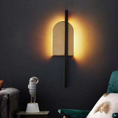 China Hotel Design Indoor Led Wall Lamps Bedside Wall Sconce Light Postmodern Minimalist Hardware Decorative Arm for sale