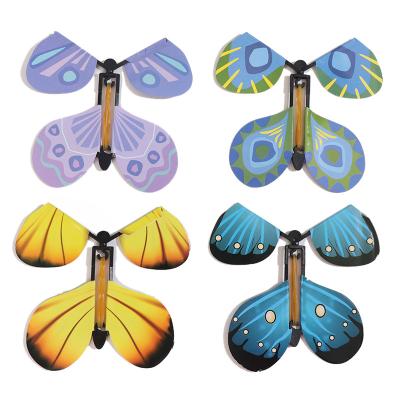 China PVC Flying Magic Butterfly Toy Wind Up Butterfly Toy Rubber Band Powered Butterfly Toy for sale