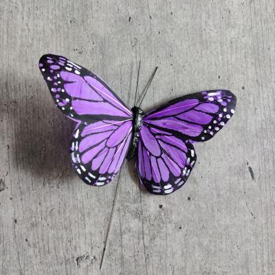 China Wedding Purple 12.5cm Artificial Lifelike Feather Butterfly For Wedding And Party Decor for sale