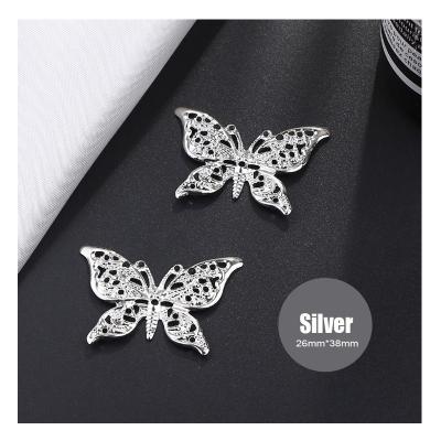 China Art Decor Custom 26mm*38mm 3D Hollowed Out DIY Mini Metal Butterfly Metal Decor for sale