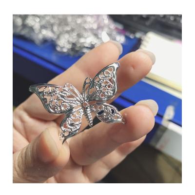 China Art Decor 26mm*38mm DIY Mini Metallic 3D Hollowed Out Butterfly Ornament Metal Butterfly Wall Decor for sale