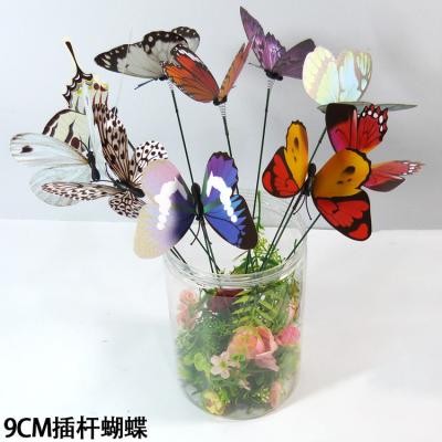 China PVC decorative simulation sticker butterfly 3D single-layer plug-in mixed color three-dimensional butterfly for wedding decoration for sale