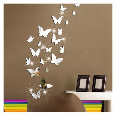 China WALL STICKER Home Wall Painting 3D Mirror Art Decorative Acrylic Butterfly Sticker for sale