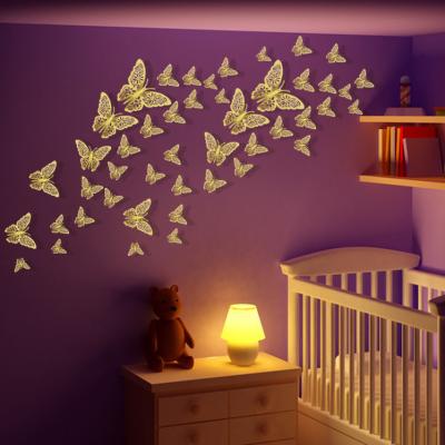 China 3d wall sticker hollowed out gold butterfly wallpaper sticker for butterfly party decorations for sale