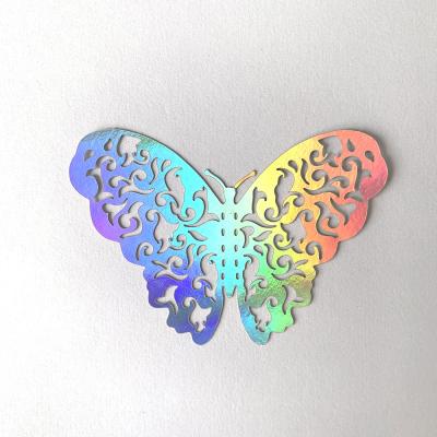 China WALL STICKER Color Wall Sticker Holographic Self Adhesive Hollow 3d Laser Butterfly for sale